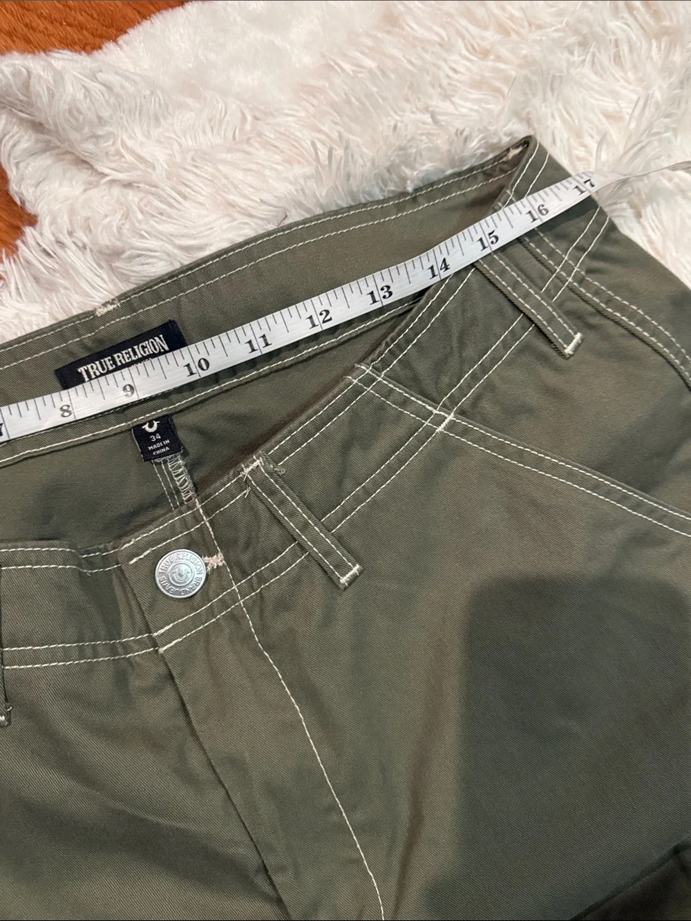 Men's True Religion Olive Green Cargo Pants 34